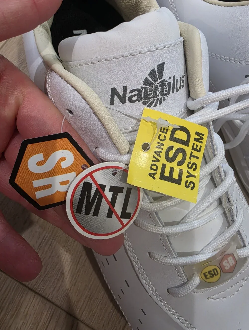 Nautilus N4041W Men's White ESD Slip Resistant Safety Work Shoes Wide Size 13W